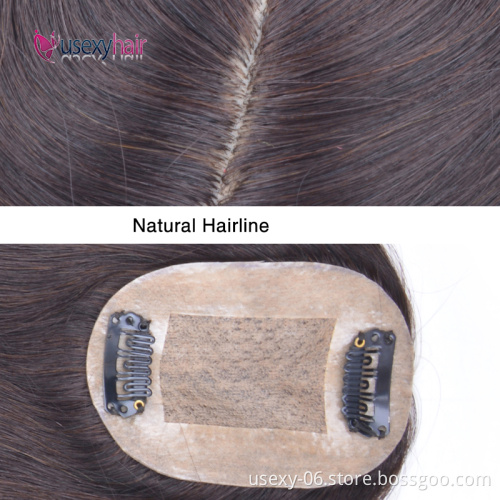 Human Hair Toppers Straight Hairpieces 100% Real Virgin Brazilian 6x9cm Silk Base Clip In Human Hair Toupee